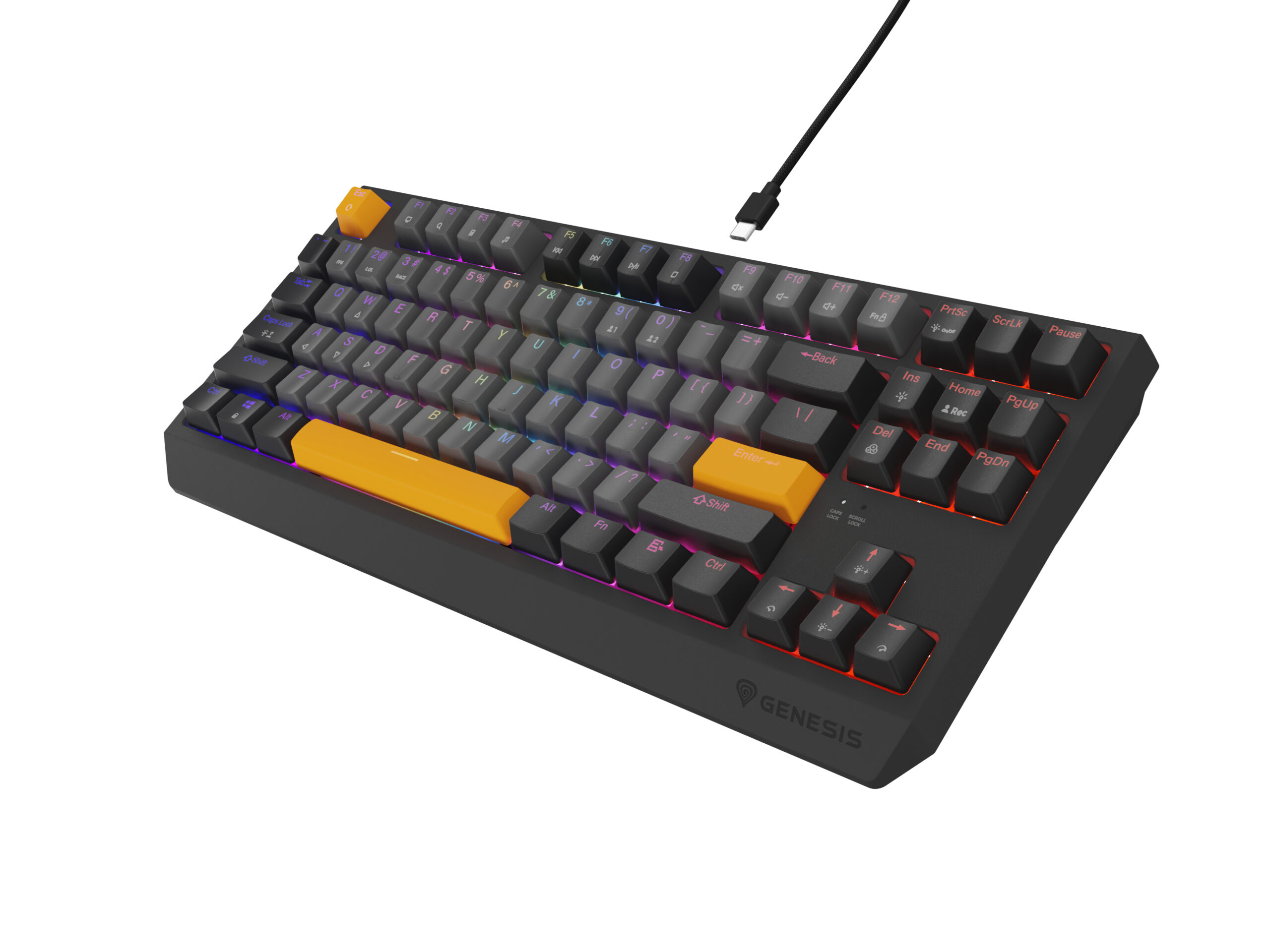 GENESIS Thor 230 TKL toetsenbord Gamen USB + RF Wireless + Bluetooth QWERTY Zwart, Grijs, Oranje - Afbeelding 17