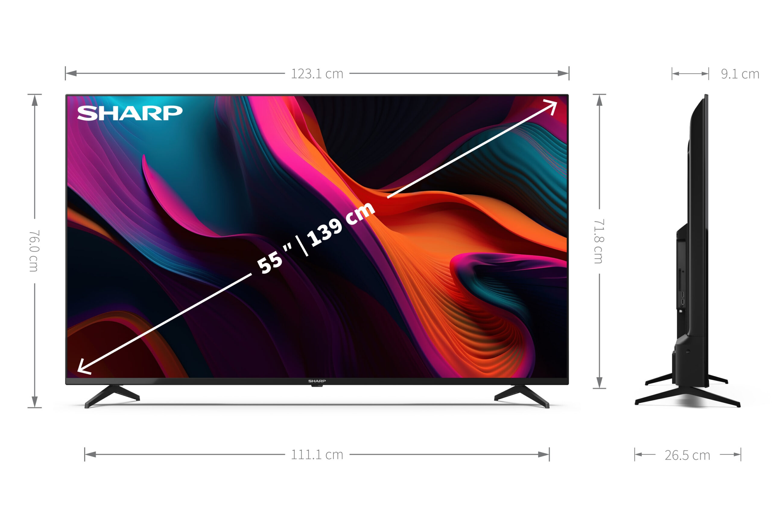 Sharp 55" 4K Ultra HD LED Google TV 139,7 cm (55") Smart TV Wifi Zwart - Afbeelding 8