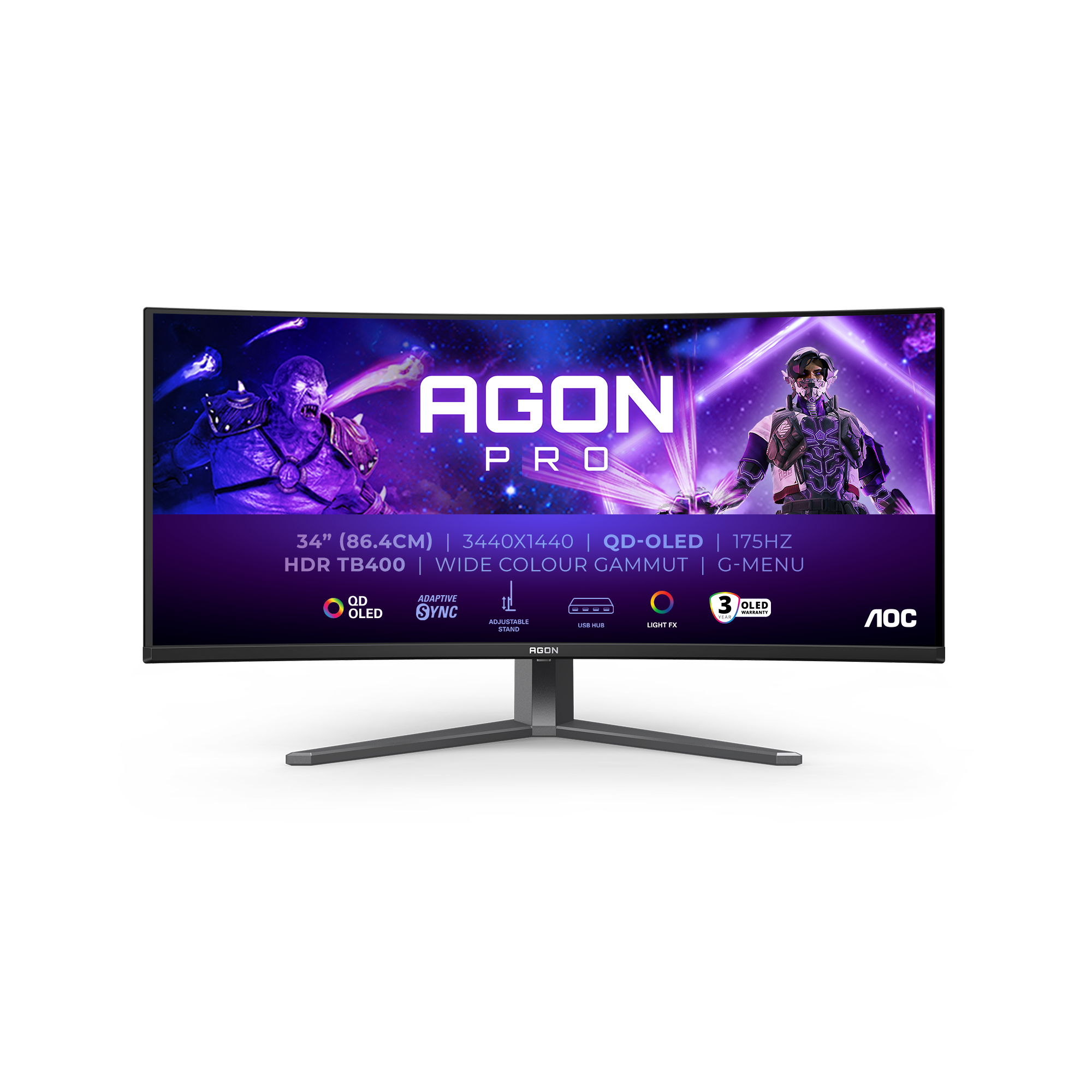 AOC AGON PRO AG346UCD Curved UltraWide gaming monitor QD-OLED 175HZ 34" - Afbeelding 11