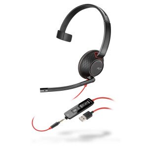 POLY Blackwire 5210 Headset Bedraad Hoofdband Kantoor/callcenter USB Type-A Zwart