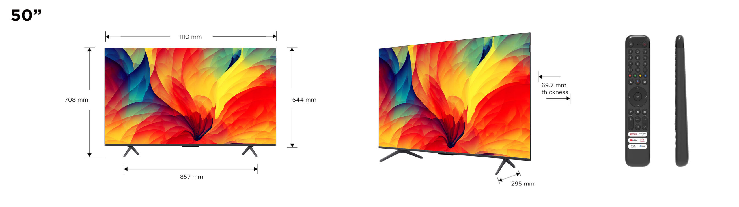 TCL 50QLED780 | 50'' Ultra HD 4K | QLED Smart TV | Wifi & Google TV | Quantum Dot Kleursaturatie | HDR10 | 60Hz - Afbeelding 12