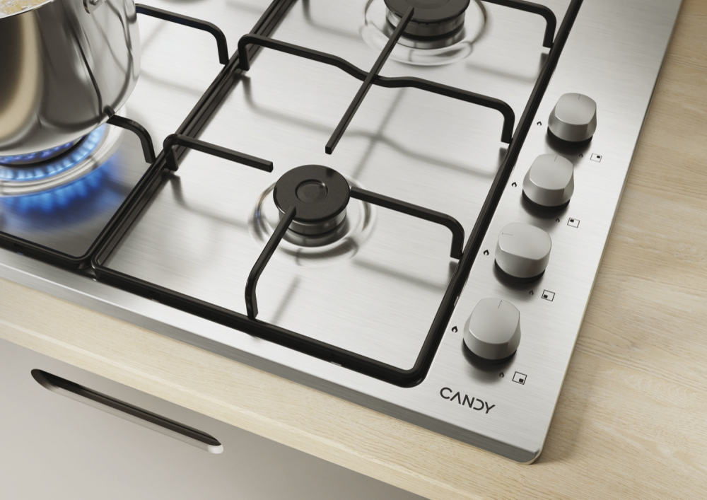 Candy Idea CHW6LX Roestvrijstaal Ingebouwd 60 cm Gaskookplaat 4 zone(s) - Afbeelding 5