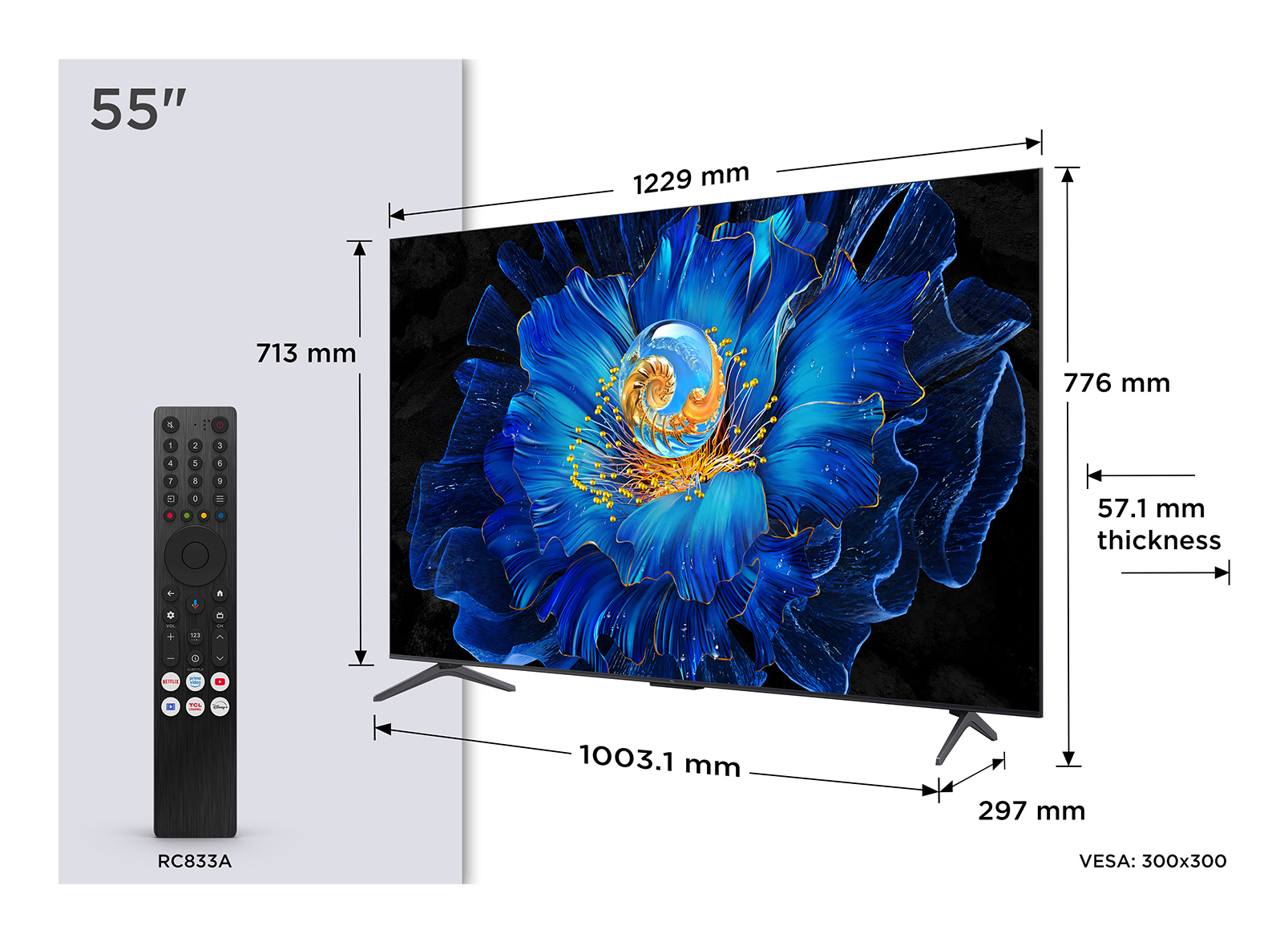 TCL 55C6KS 55" | Ultra HD 4K QD-Mini LED Smart TV (2025) | Google TV + Wifi | Dolby Vision | Local Dimming | 60Hz - Afbeelding 3