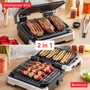 Tefal OptiGrill 2in1 GC773D GC773D intelligente grill met grilltang rvs