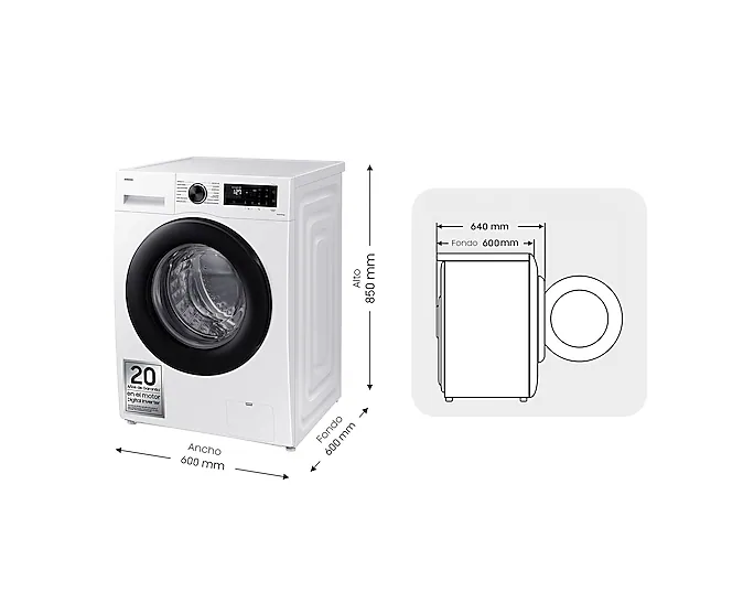 Slimme AI Wasmachine Samsung WW11DG5B25AEEC 60 cm 1400 rpm 11 Kg - Afbeelding 3