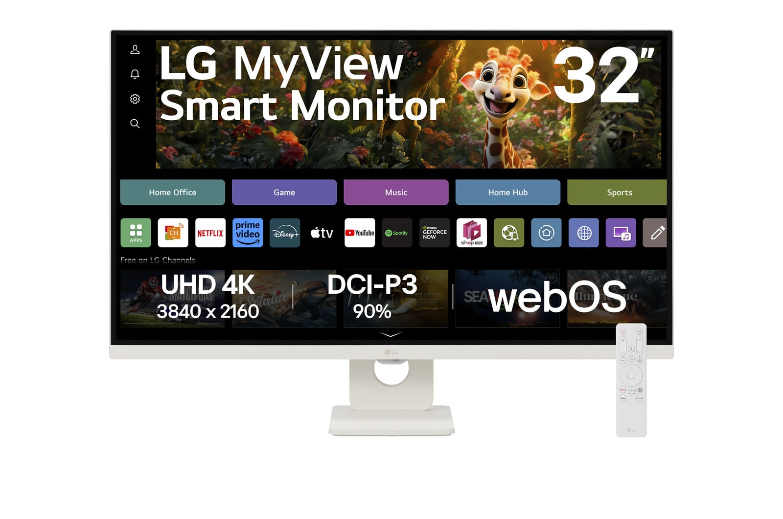 LG MyView Smart Monitor 32SR73U-W - 31.5 inch - 3840 x 2160 (Ultra HD) - VA-paneel - Afbeelding 2