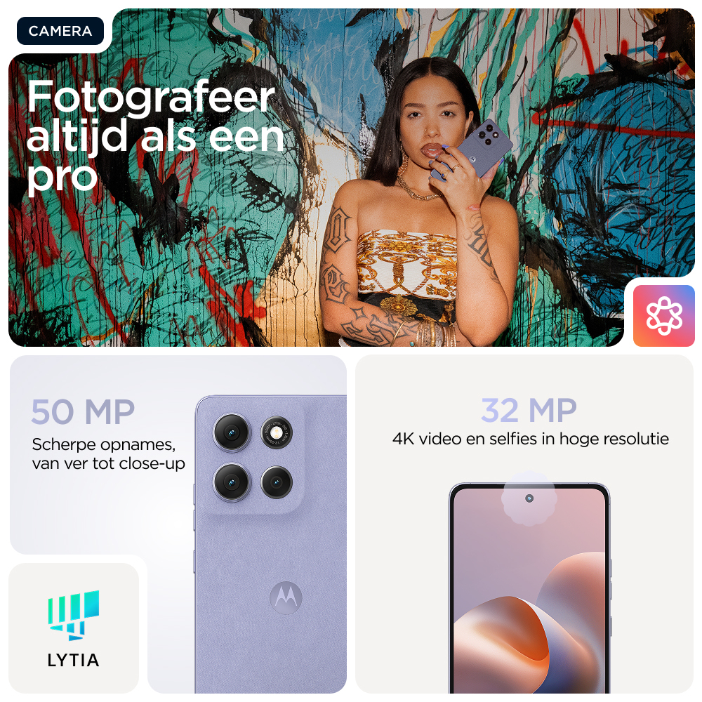 Motorola moto g86 5G 16,9 cm (6.67") Dual SIM Android 15 USB Type-C 8 GB 256 GB 5200 mAh Lila - Afbeelding 3