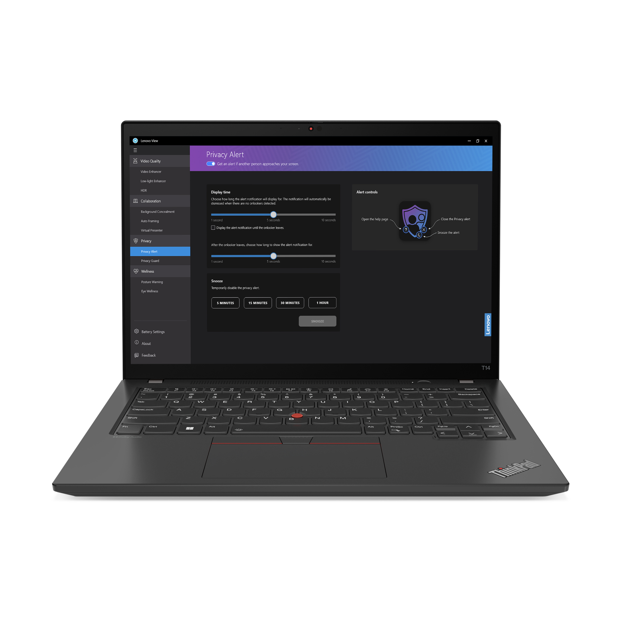 Lenovo ThinkPad T14 Gen 4 (Intel) Intel® Core™ i5 i5-1345U Laptop 35,6 cm (14") 2.2K 16 GB DDR4-SDRAM 512 GB SSD Wi-Fi 6E (802.11ax) Windows 11 Pro Scandinavisch Zwart - Afbeelding 3