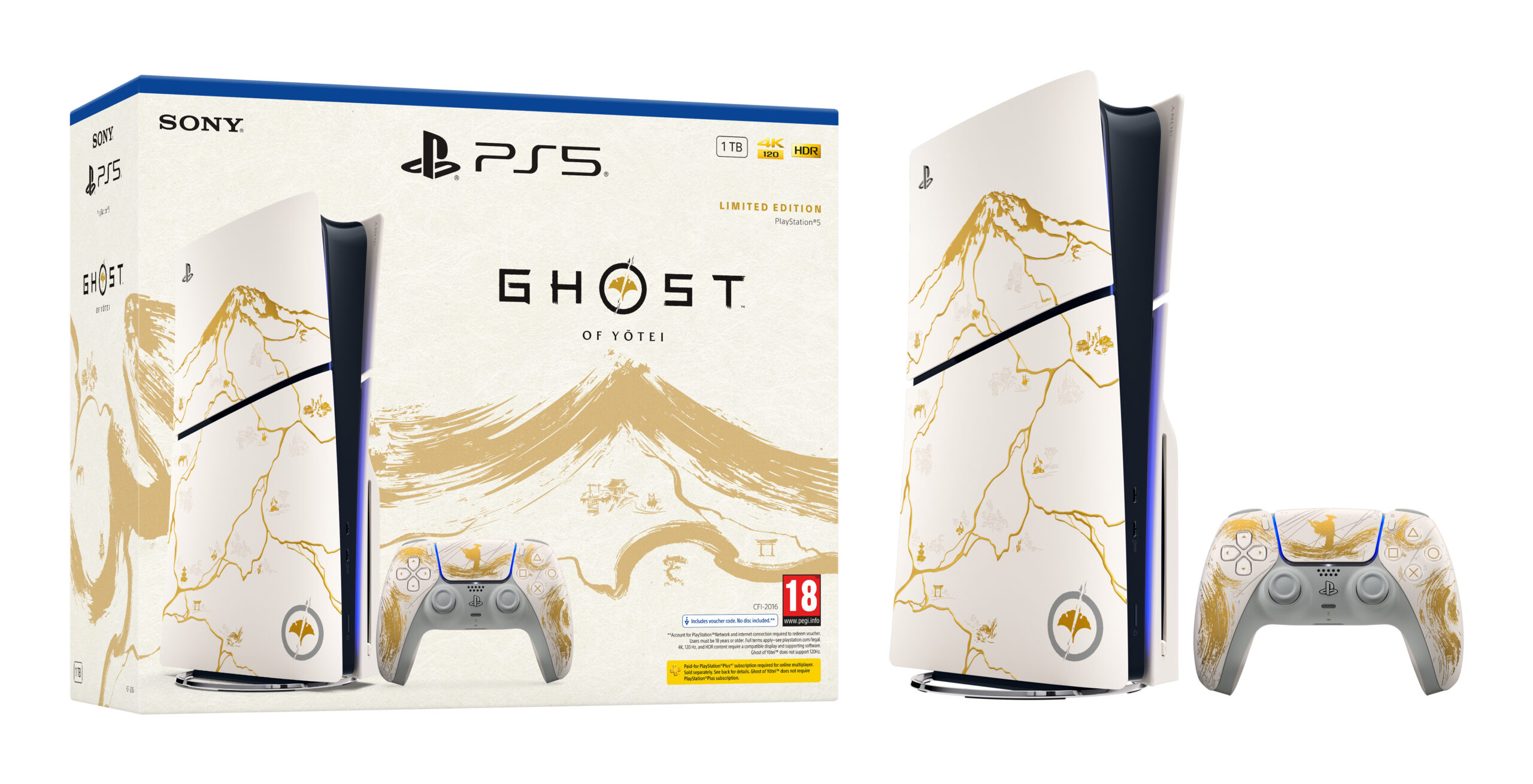 Sony PlayStation 5 - Ghost of Yotei Gold Limited Edition 1 TB Wifi Zwart, Wit