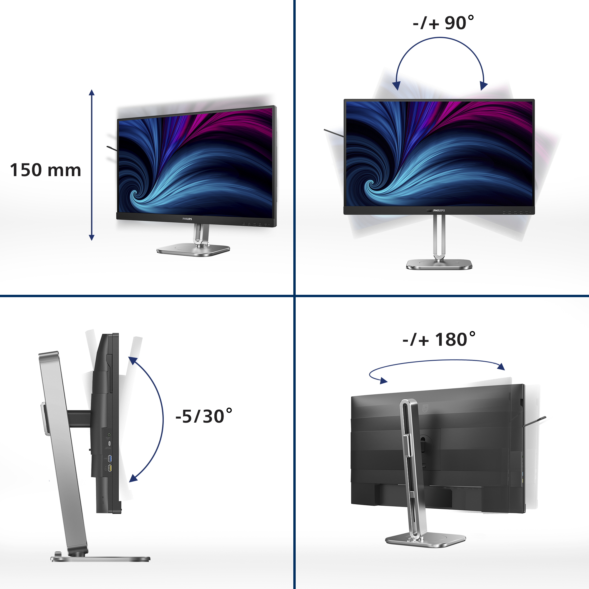 Philips 27B2U4601/00 computer monitor 68,6 cm (27") 2560 x 1440 Pixels Quad HD LCD Grijs - Afbeelding 4