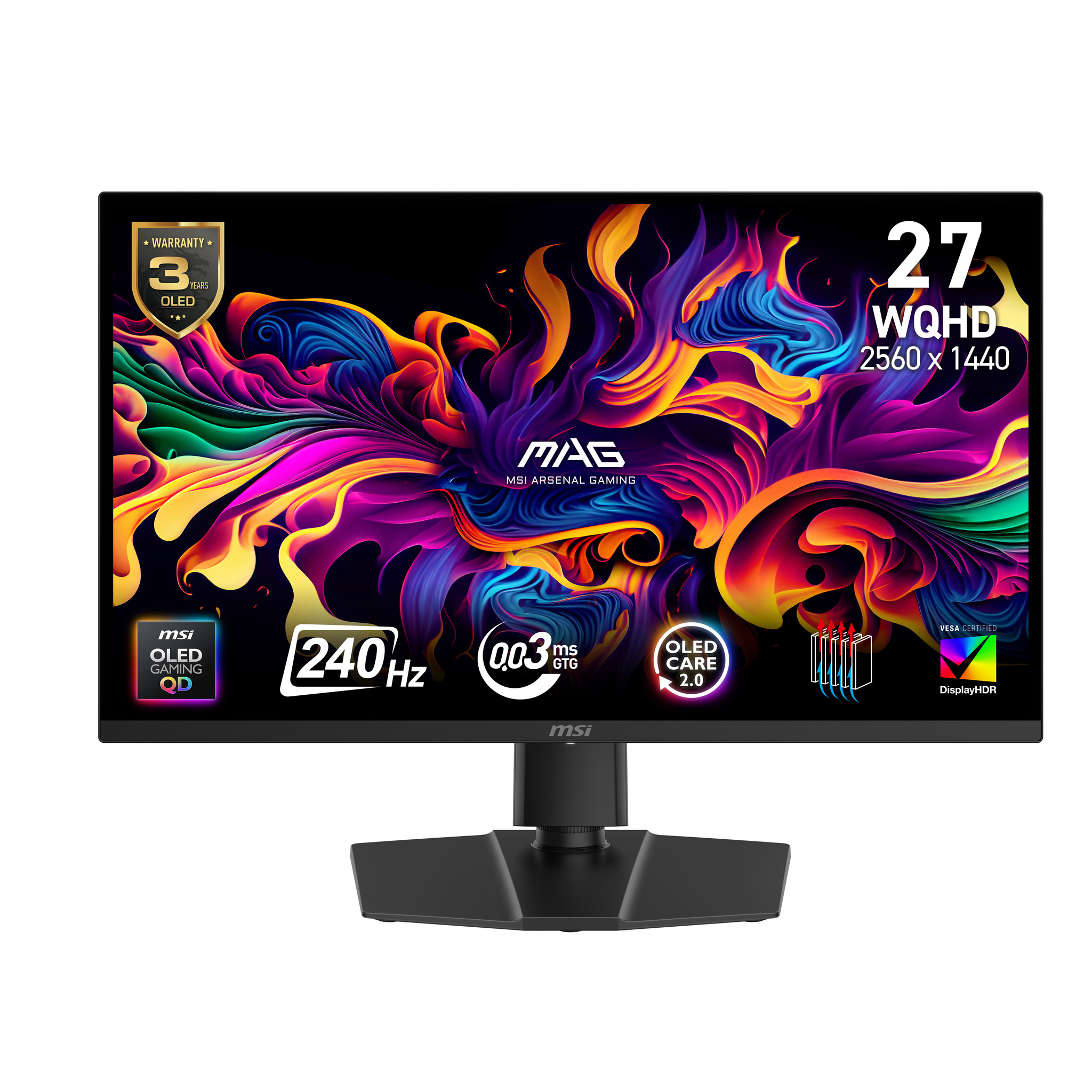 MSI MAG 271QP QD-OLED X24 computer monitor 67,3 cm (26.5") 2560 x 1440 Pixels Wide Quad HD Zwart