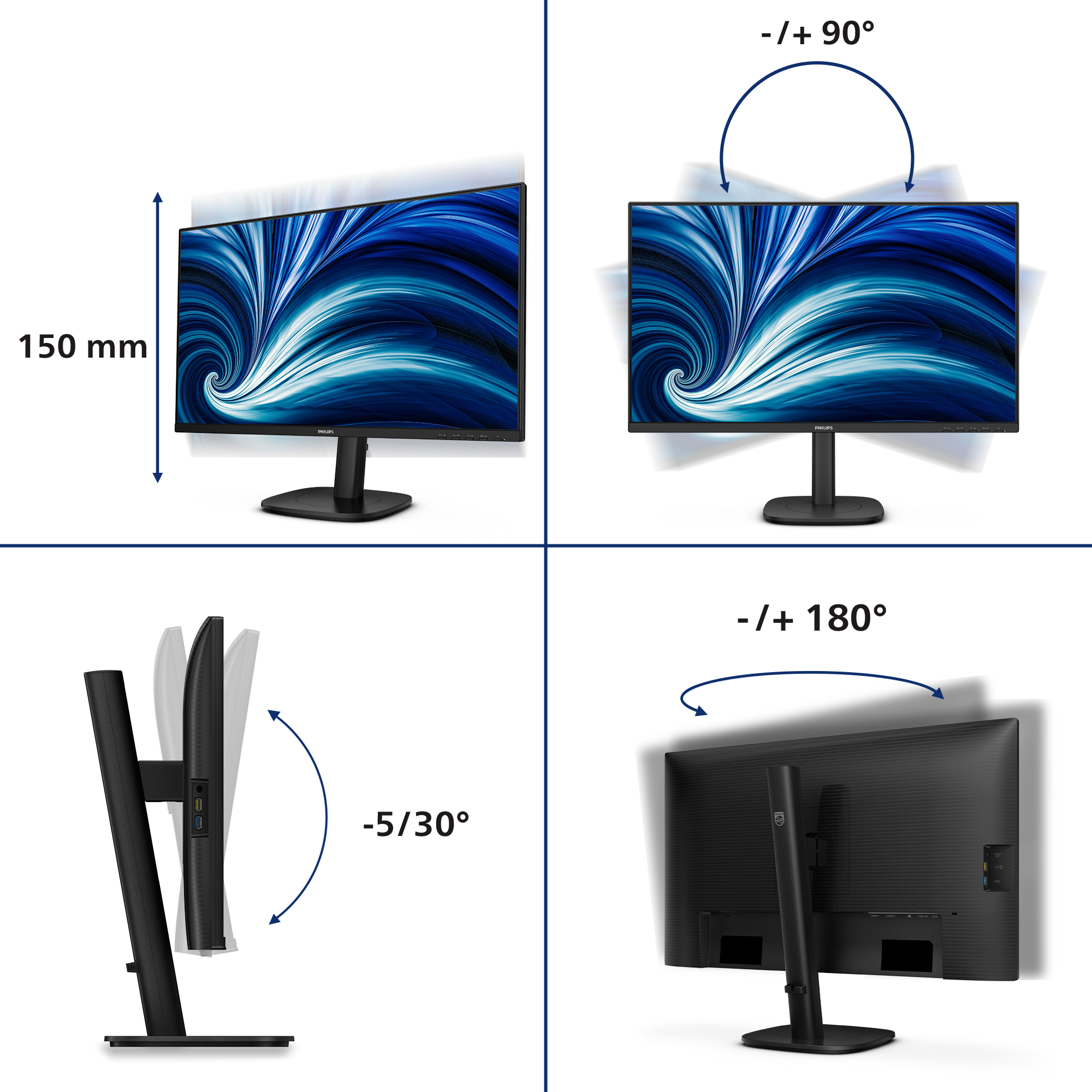 Philips 27B2N3500J/00 computer monitor 68,6 cm (27") 2560 x 1440 Pixels 2K LCD Zwart - Afbeelding 4