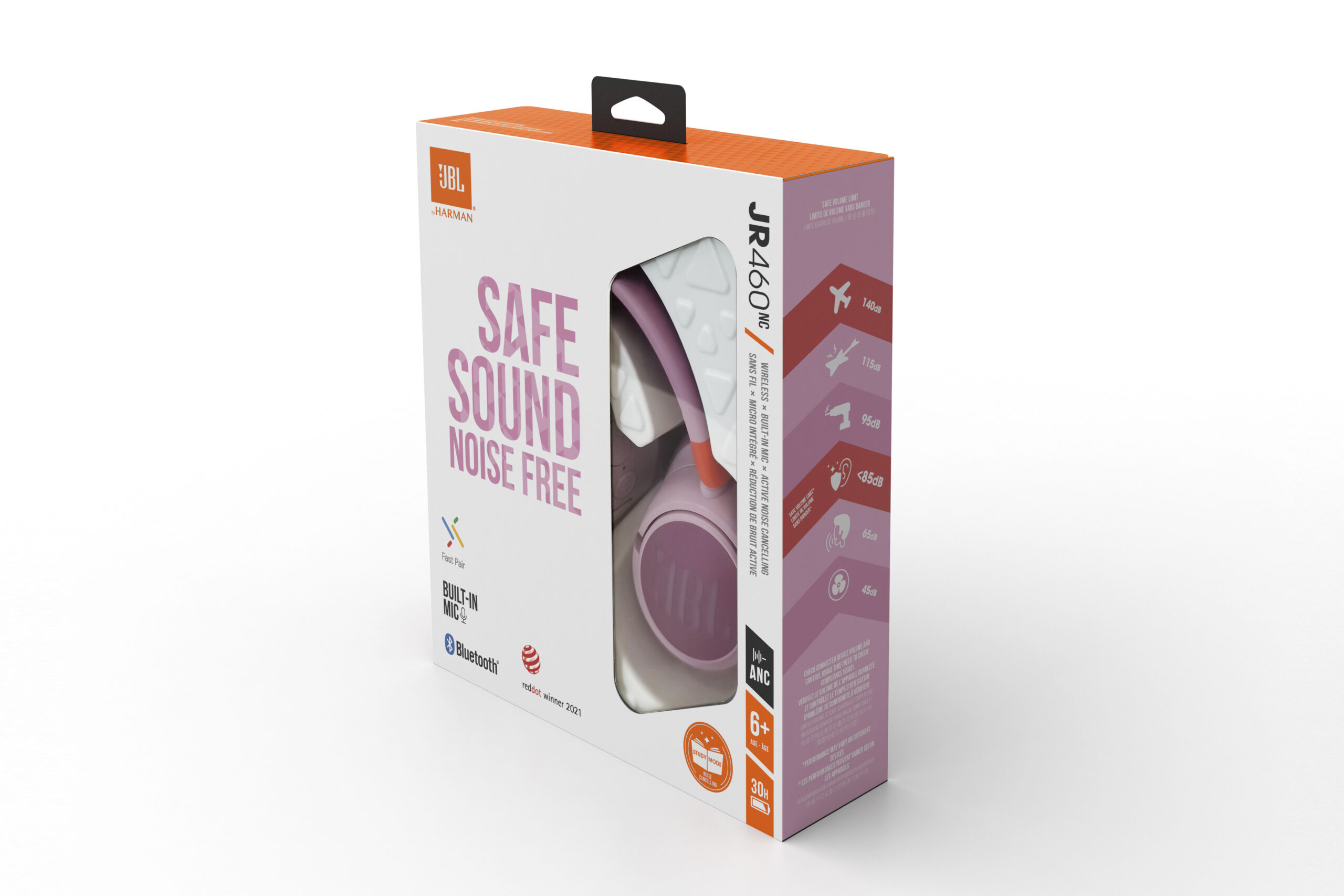 JBL JR460 NC Headset Draadloos Hoofdband Oproepen/muziek USB Type-C Bluetooth Roze - Afbeelding 8
