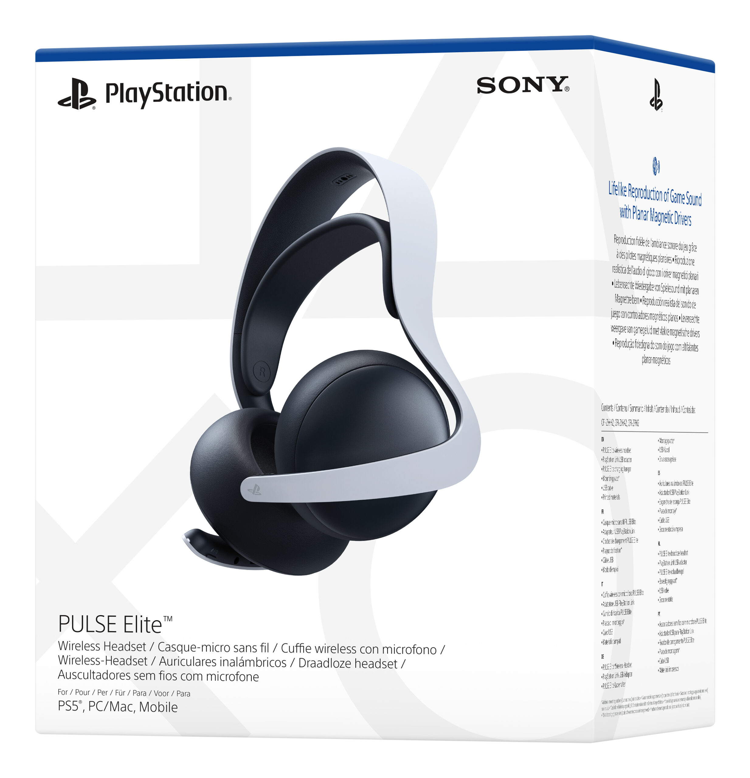 Sony PULSE Elite Headset Draadloos Hoofdband Gamen Bluetooth Zwart, Wit - Afbeelding 5