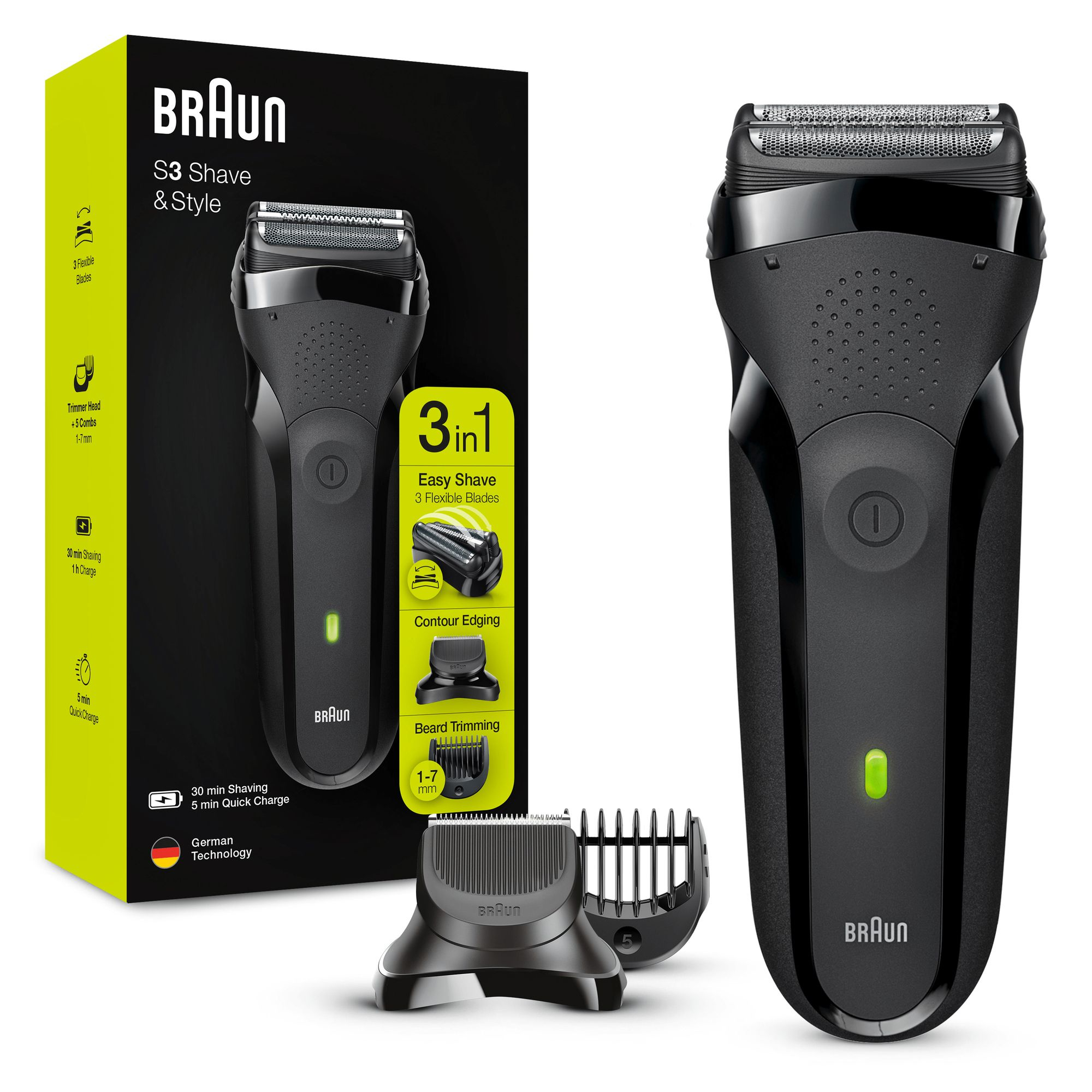 Braun Series 3 Shave&Style 300BT Elektrisch Scheerapparaat, Scheermes Voor Mannen, Zwart - Afbeelding 2