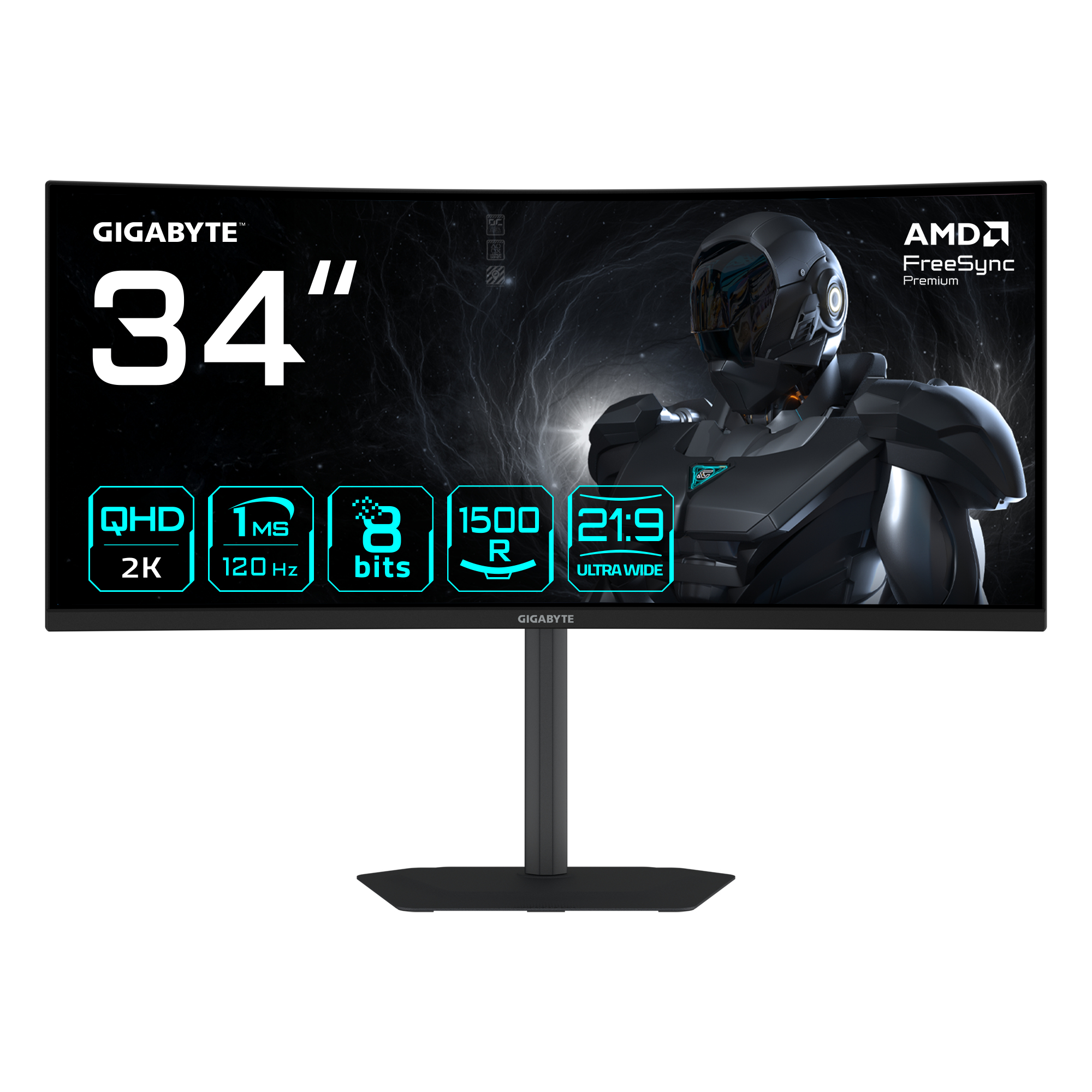 GIGABYTE GS34WQCA EK computer monitor 86,4 cm (34") 3440 x 1440 Pixels Wide Quad HD LCD Zwart