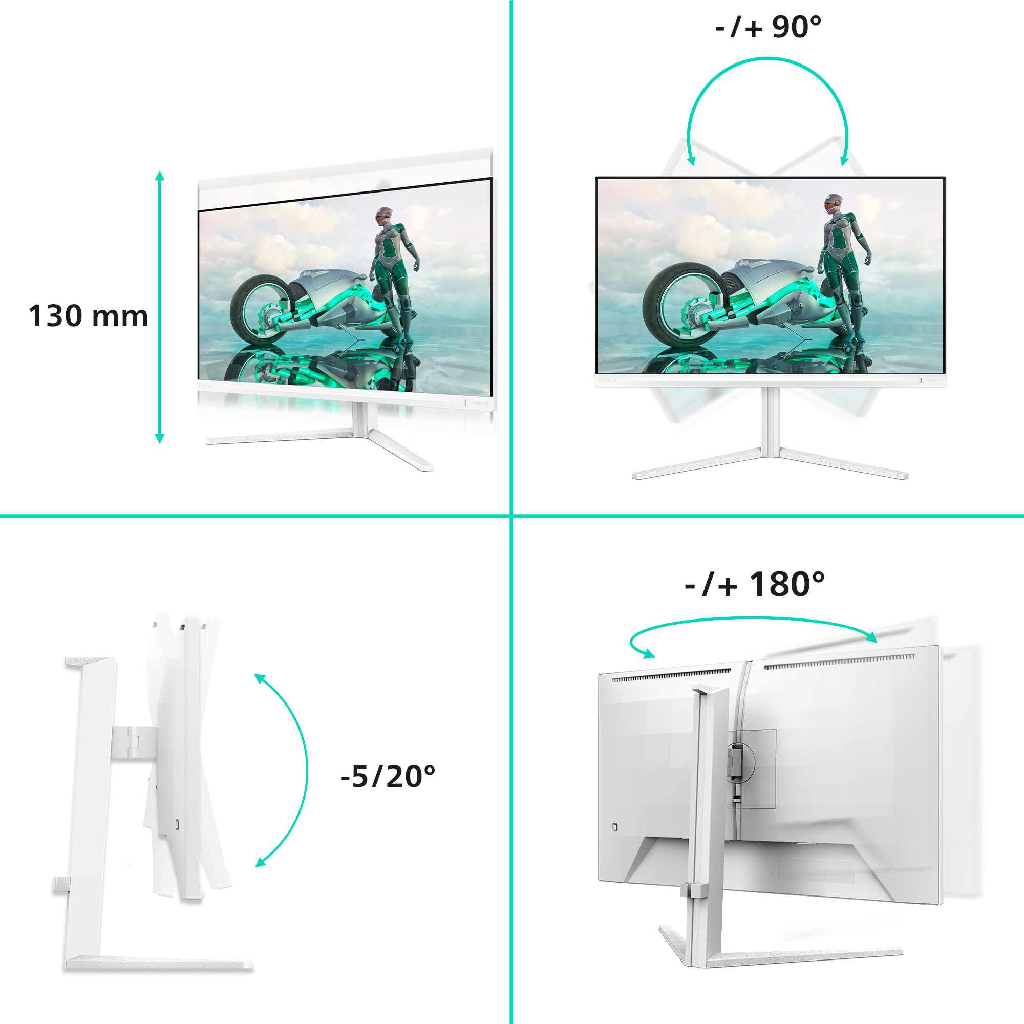 Philips Evnia 27M2N3501PA/00 computer monitor 68,6 cm (27") 2560 x 1440 Pixels Quad HD LCD Wit - Afbeelding 3