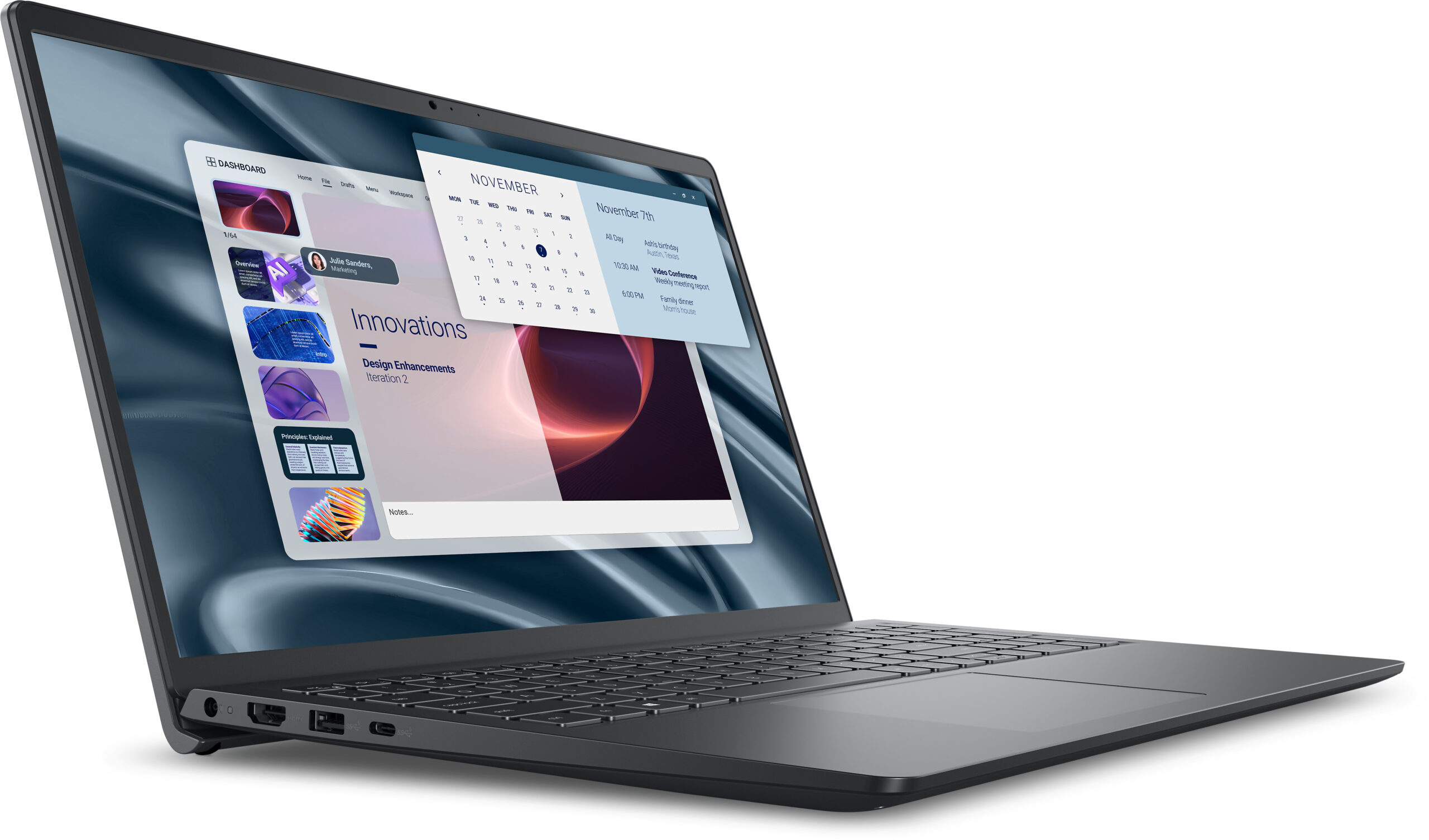 DELL Pro 15 Essential PV15255 AMD Ryzen™ 5 7520U Laptop 39,6 cm (15.6") Full HD 8 GB LPDDR5-SDRAM 512 GB SSD Wi-Fi 5 (802.11ac) Windows 11 Pro Scandinavisch Zwart - Afbeelding 3