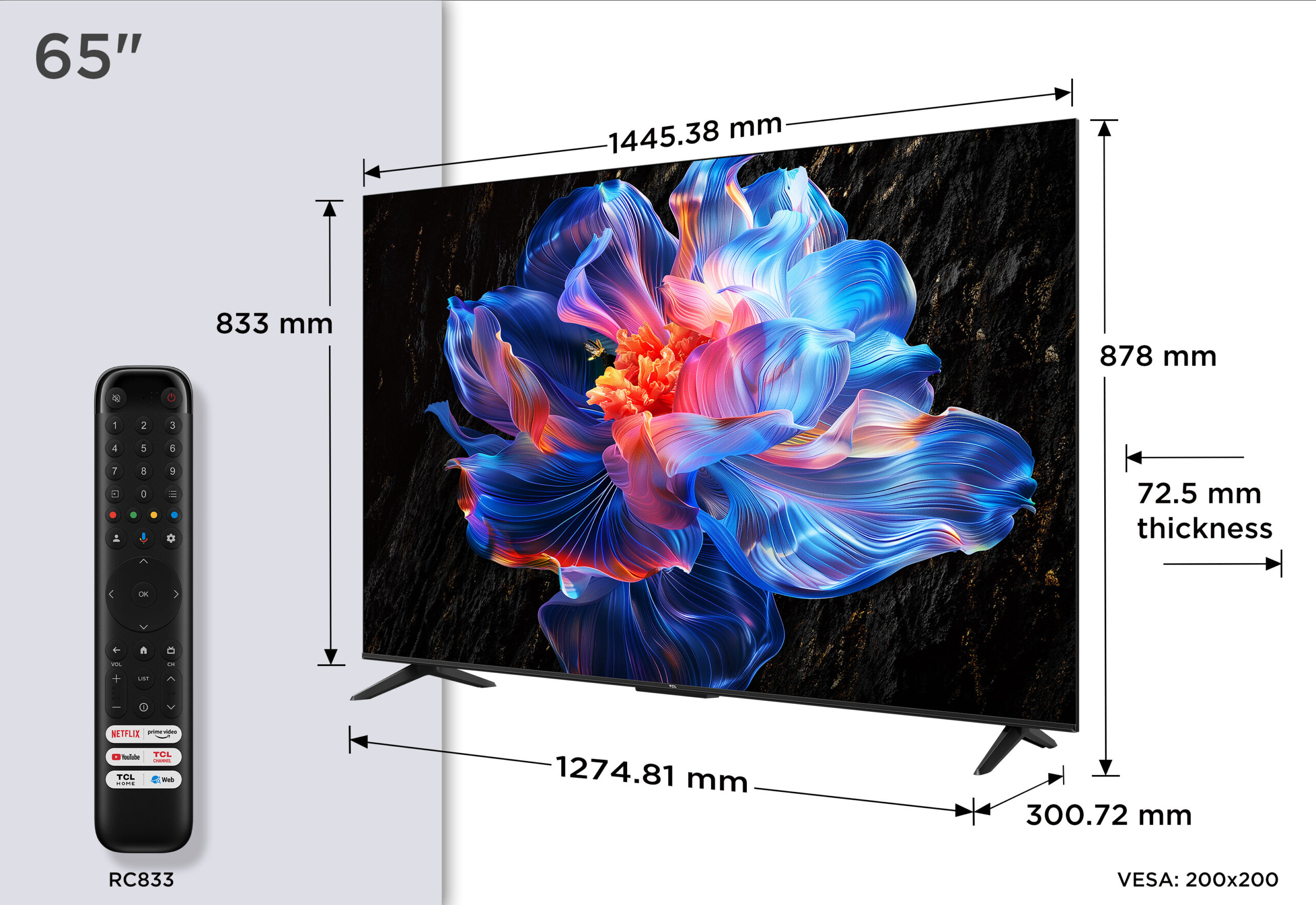 TCL 65P69K tv 165,1 cm (65") 4K Ultra HD Smart TV Wifi Zwart - Afbeelding 4